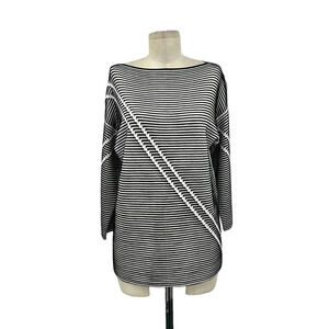 Lafayette 148 New York Black White Striped Boat‎ Neck Sweater Size Medium